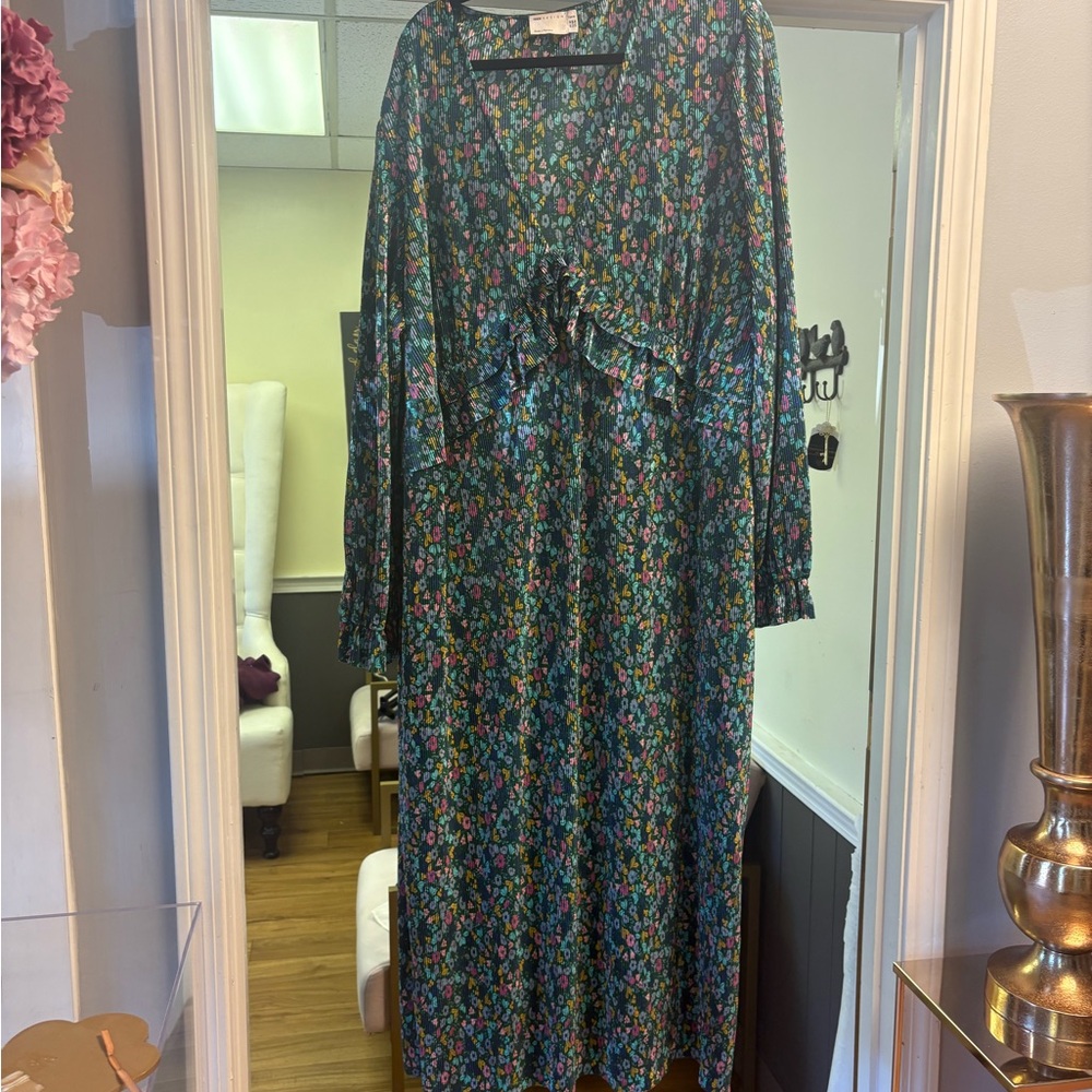 ASOS Curve Floral Long Sleeve Dress - Multicolor